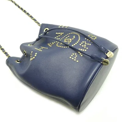 Pre-owned Chanel Navy Caviar Leather Shoulder Bag ()