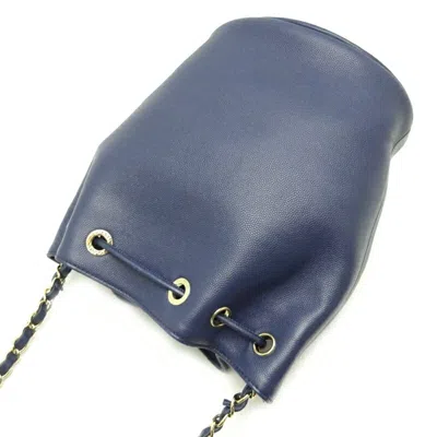 Pre-owned Chanel Navy Caviar Leather Shoulder Bag ()
