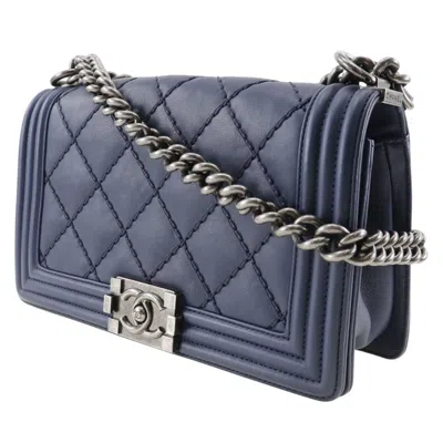 Pre-owned Chanel Navy Leather Shoulder Bag ()