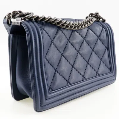 Pre-owned Chanel Navy Leather Shoulder Bag ()