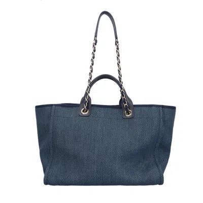 Pre-owned Chanel Navy Straw Shoulder Bag ()