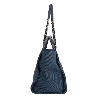 Pre-owned Chanel Navy Straw Shoulder Bag ()