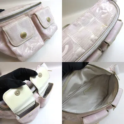 Pre-owned Chanel New Travel Line Pink Jacquard Fanny Pack Sling Bag ()