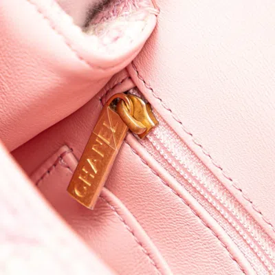 Pre-owned Chanel Pink White Tweed Leather Handbag Shoulder Bag () In Pink, White