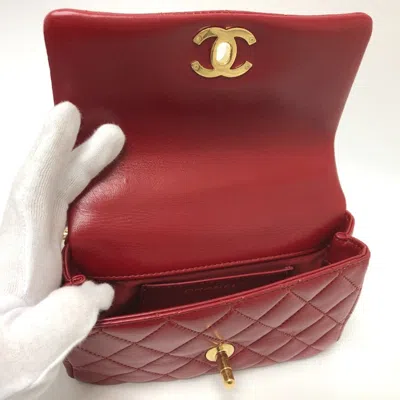 Pre-owned Chanel Red Color Leather Shoulder Bag ()