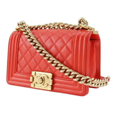 Pre-owned Chanel Red Color Leather Shoulder Bag ()