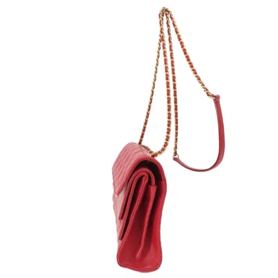 Pre-owned Chanel Red Color Leather Shoulder Bag ()
