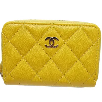 Pre-owned Chanel Yellow Caviar Leather Coin Purse/coin Case ()