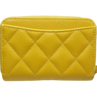 Pre-owned Chanel Yellow Caviar Leather Coin Purse/coin Case ()