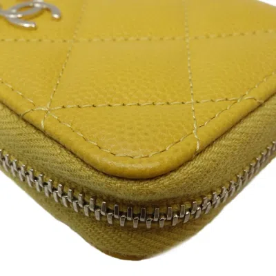 Pre-owned Chanel Yellow Caviar Leather Coin Purse/coin Case ()