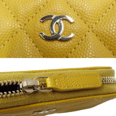 Pre-owned Chanel Yellow Caviar Leather Coin Purse/coin Case ()