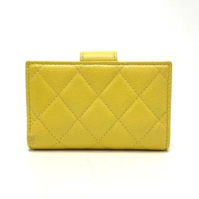 Pre-owned Chanel Yellow Leather Coin Purse/coin Case ()