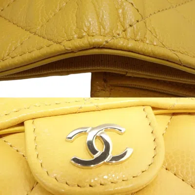 Pre-owned Chanel Yellow Caviar Leather Wallet (tri-fold) ()
