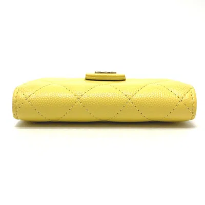 Pre-owned Chanel Yellow Leather Coin Purse/coin Case ()