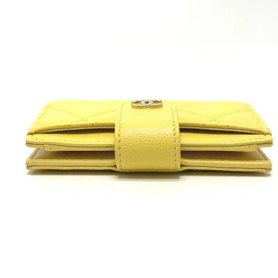 Pre-owned Chanel Yellow Leather Coin Purse/coin Case ()
