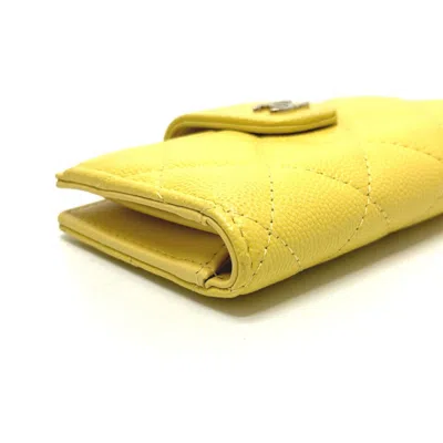 Pre-owned Chanel Yellow Leather Coin Purse/coin Case ()