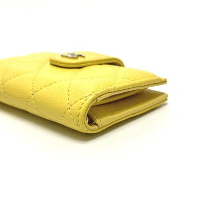 Pre-owned Chanel Yellow Leather Coin Purse/coin Case ()