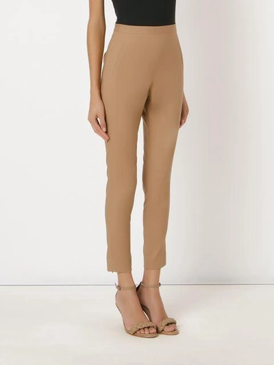 Shop Andrea Marques Mid Rise Skinny Trousers - Brown
