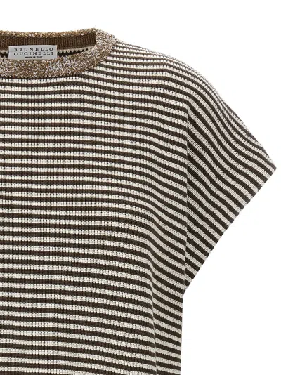 Brunello Cucinelli T-shirt With Dazzling Collar Insert