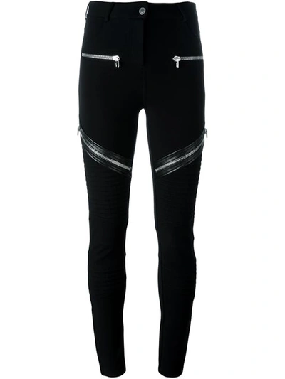 Givenchy Zip-embellished Ribbed Ponte Slim-leg Pants In Black