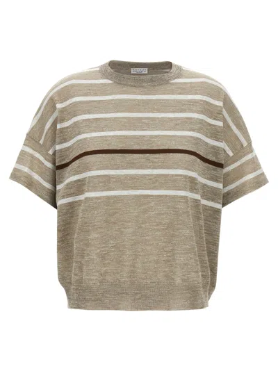 Shop Brunello Cucinelli Lurex Stripes Sweater Sweaters And Cardigans Multicolor