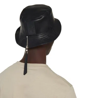 Loewe Mens Black Fisherman Brand-tab Leather Bucket Hat