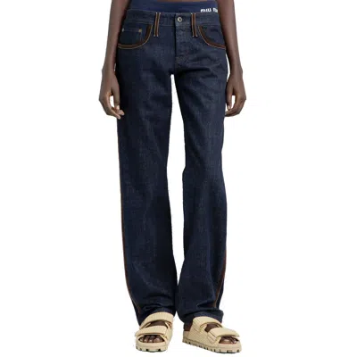 Miu Miu Piped-trim Straight-leg Jeans