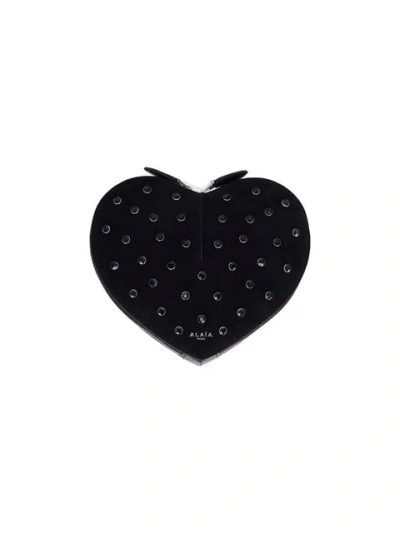 Alaïa Women Le Cœur' Rhinestone Crossbody Bag In Black