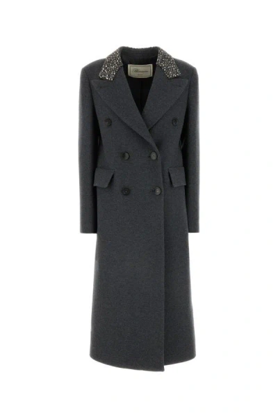Blumarine Bead-embellished Coat In Gray