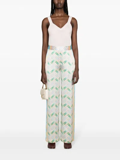 Casablanca Printed Straight Leg Trousers Ping Pong Print In Multicolor