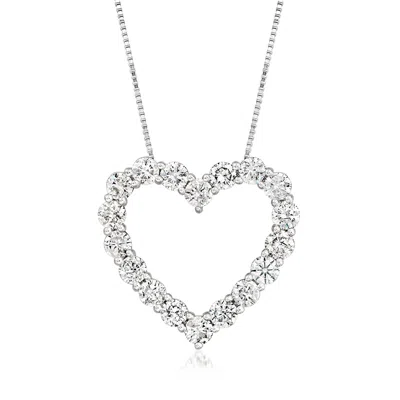 Ross-simons Lab-grown Diamond Heart Pendant Necklace In 14kt White Gold In Multi