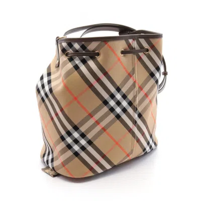 Pre-owned Burberry Beige Brown Multi-color Canvas Leather Shoulder Bag () In Beige, Brown, Multi-color