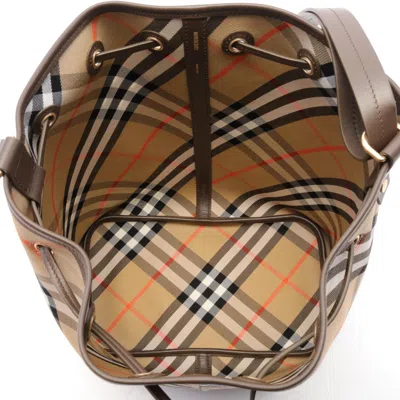 Pre-owned Burberry Beige Brown Multi-color Canvas Leather Shoulder Bag () In Beige, Brown, Multi-color