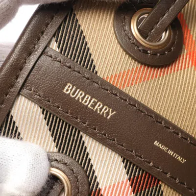 Pre-owned Burberry Beige Brown Multi-color Canvas Leather Shoulder Bag () In Beige, Brown, Multi-color