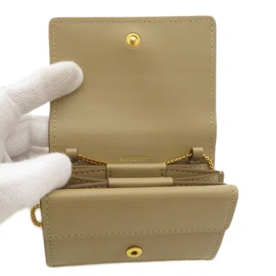 Pre-owned Burberry Beige Leather Chain/shoulder Wallet ()