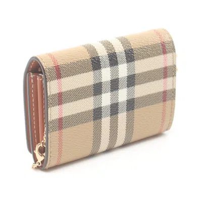 Pre-owned Burberry Beige Multi-color Coated Canvas Coin Purse/coin Case () In Beige, Multi-color