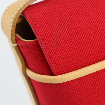 Pre-owned Burberry Beige Red Color Canvas Leather Handbag Shoulder Bag Tote Bag () In Beige, Red Color