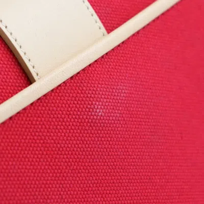 Pre-owned Burberry Beige Red Color Canvas Leather Handbag Shoulder Bag Tote Bag () In Beige, Red Color