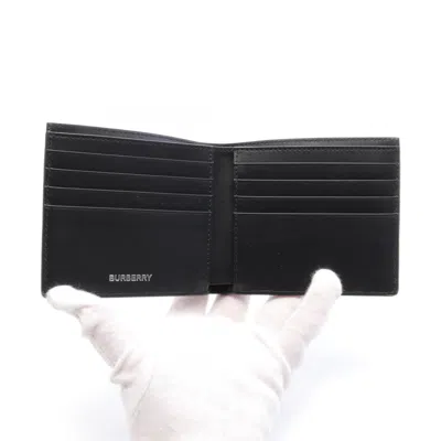 Pre-owned Burberry Black Brown Multi-color Coated Canvas Wallet (bi-fold) () In Black, Brown, Multi-color