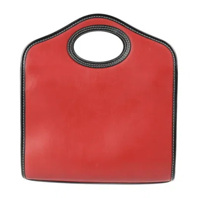 Pre-owned Burberry Black Multi-color Red Color Leather Nylon Canvas Handbag Shoulder Bag () In Black, Multi-color, Red Color
