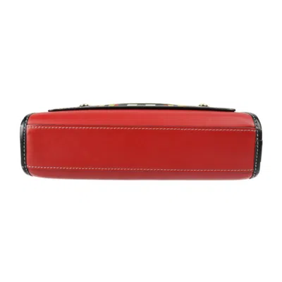 Pre-owned Burberry Black Multi-color Red Color Leather Nylon Canvas Handbag Shoulder Bag () In Black, Multi-color, Red Color