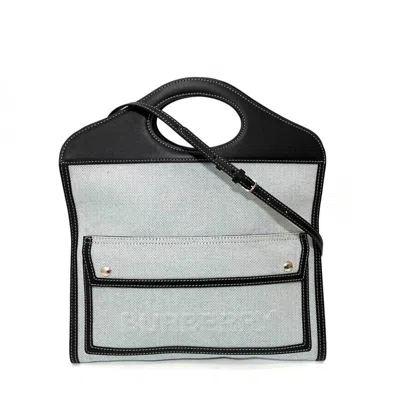 Pre-owned Burberry Blue Navy Canvas Handbag Shoulder Bag () In Blue, Navy