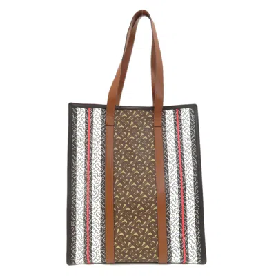 Pre-owned Burberry Brown Red Color White Pvc Tote Bag () In Brown, Red Color, White
