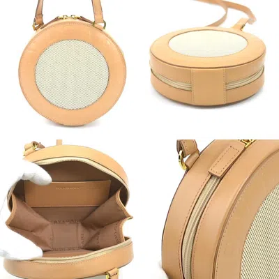 Pre-owned Bvlgari Beige Canvas Leather Shoulder Bag ()
