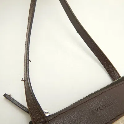 Pre-owned Bvlgari Beige Dark Brown Canvas Leather Pochette Shoulder Bag () In Beige, Dark Brown