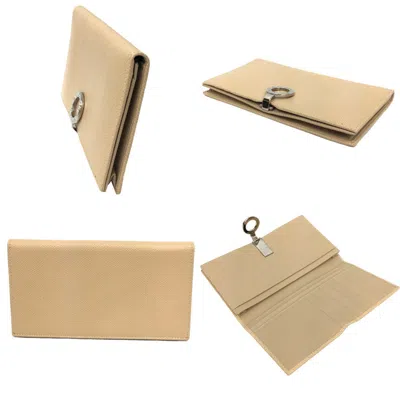 Pre-owned Bvlgari Beige Leather Long Bill Wallet (bi-fold) ()
