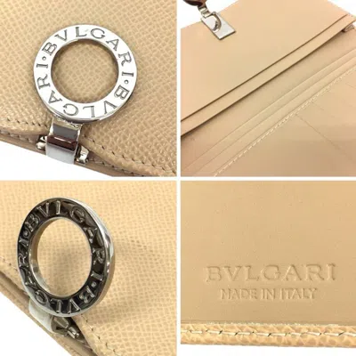 Pre-owned Bvlgari Beige Leather Long Bill Wallet (bi-fold) ()