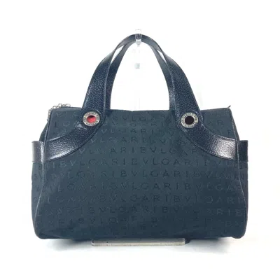 Pre-owned Bvlgari Black Canvas Leather Boston Bag Handbag ()