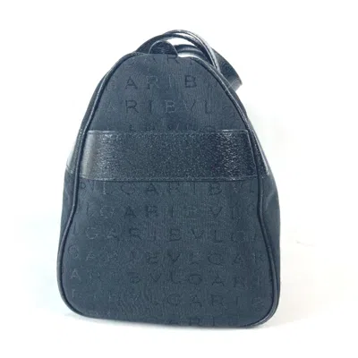 Pre-owned Bvlgari Black Canvas Leather Boston Bag Handbag ()