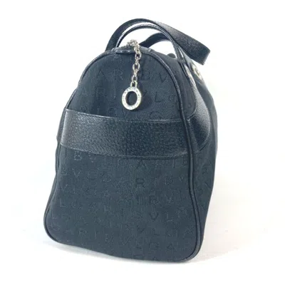 Pre-owned Bvlgari Black Canvas Leather Boston Bag Handbag ()